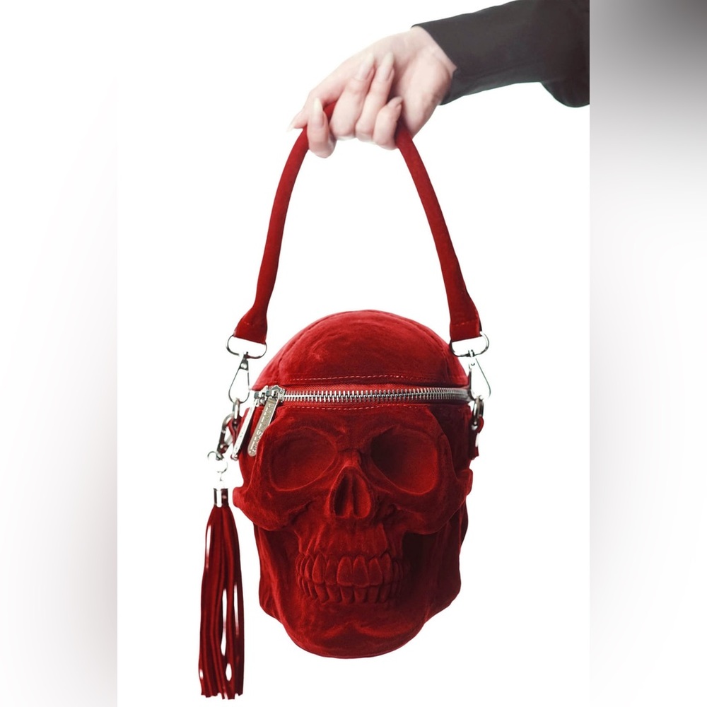 Killstar Red Velvet Skull Purse